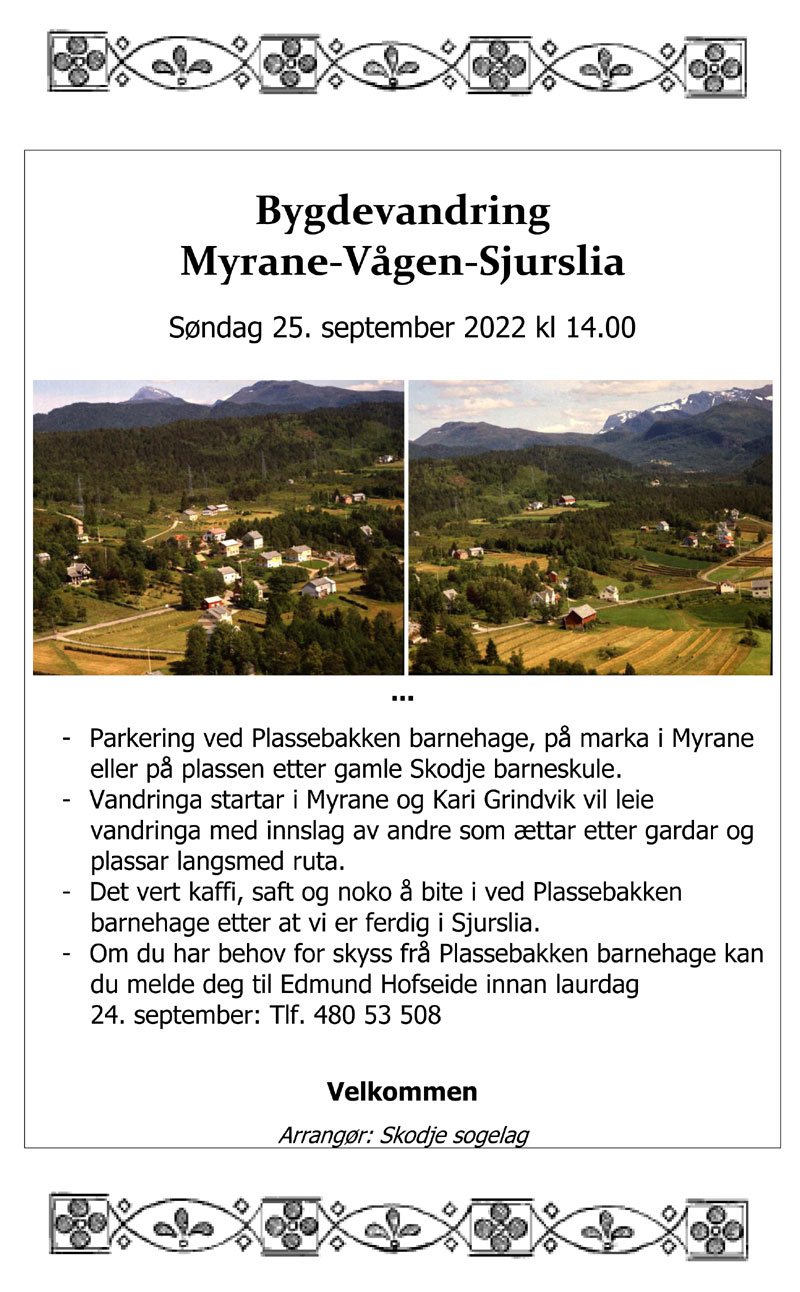Bygdevandring Myrane Vågen Sjurslia web