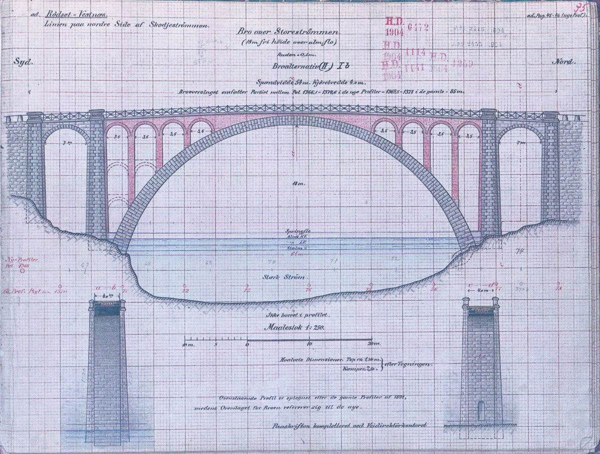 Teikning Skodje bru 1904
